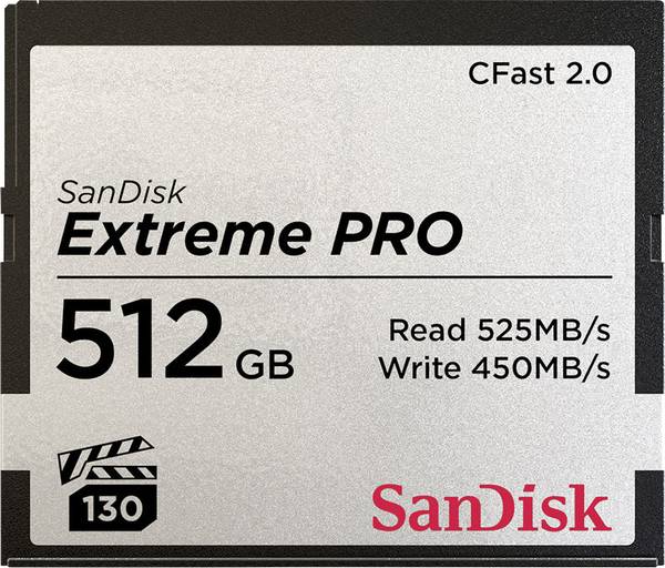 SANDISK CF FAST 2.0 EXTREME PRO 512GB (VPG:130 VEL 3500X -R:525MB/S -W:450 MB/S)